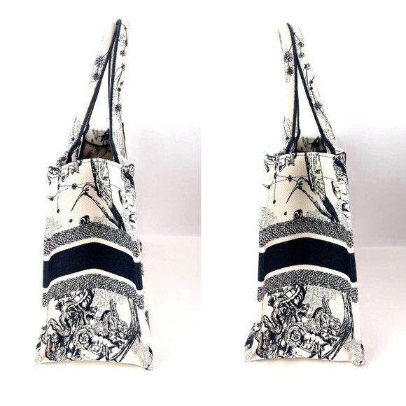 Christian Dior Book Embroidered Canvas Medium Stars and Signs Black Tote - Picture 6 of 11